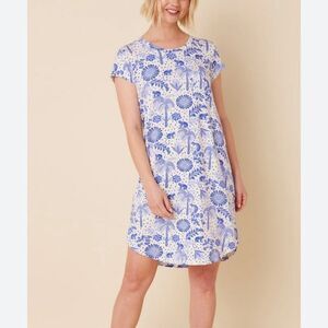THE CATS PAJAMAS Palmera Pima Knit Short-Sleeved Sleep Shirt M